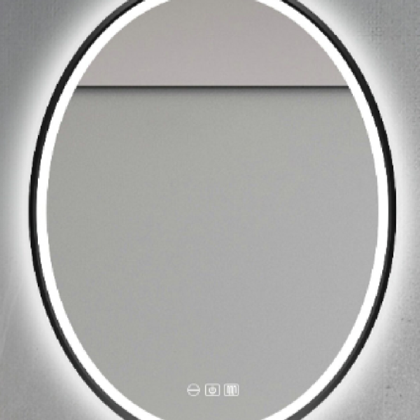 Pasqyrë Vezake Black LED 60x80 cm – 3 Ngjyra, Antifog, Kornizë e Zezë